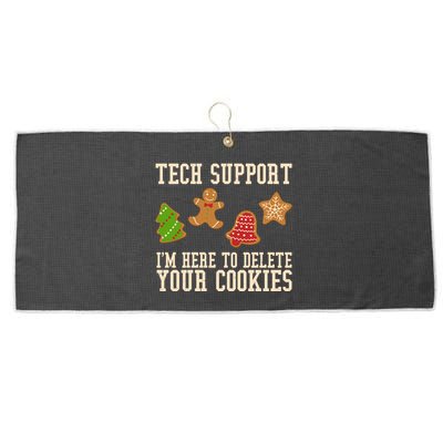 Tech Support Im Here To Delete Your Cookies Funny Christmas Holiday Large Microfiber Waffle Golf Towel