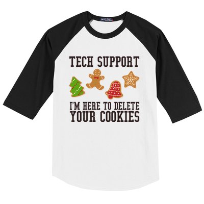 Tech Support Im Here To Delete Your Cookies Funny Christmas Holiday Baseball Sleeve Shirt