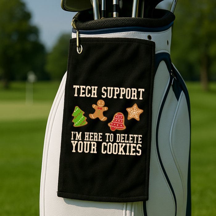 Tech Support Im Here To Delete Your Cookies Funny Christmas Holiday Golf Towel