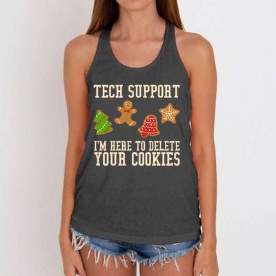 Tech Support Im Here To Delete Your Cookies Funny Christmas Holiday Women's Knotted Racerback Tank