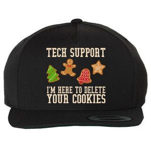 Tech Support Im Here To Delete Your Cookies Funny Christmas Holiday Wool Snapback Cap