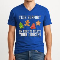 Tech Support Im Here To Delete Your Cookies Funny Christmas Holiday V-Neck T-Shirt
