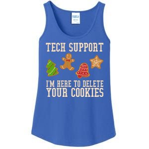 Tech Support Im Here To Delete Your Cookies Funny Christmas Holiday Ladies Essential Tank