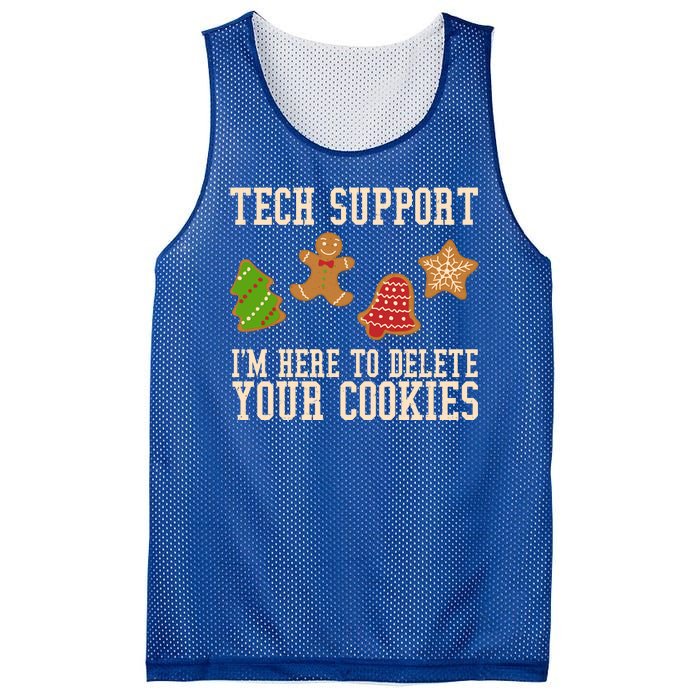 Tech Support Im Here To Delete Your Cookies Funny Christmas Holiday Mesh Reversible Basketball Jersey Tank