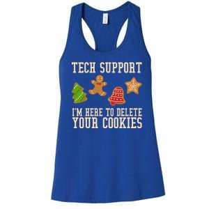 Tech Support Im Here To Delete Your Cookies Funny Christmas Holiday Women's Racerback Tank