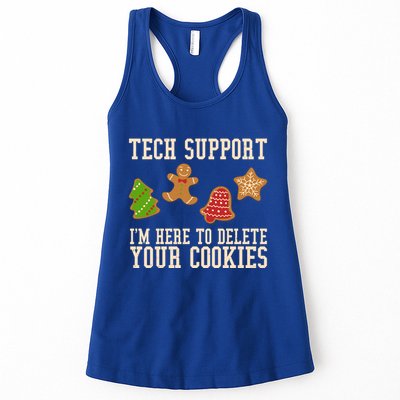 Tech Support Im Here To Delete Your Cookies Funny Christmas Holiday Womens Tank Top