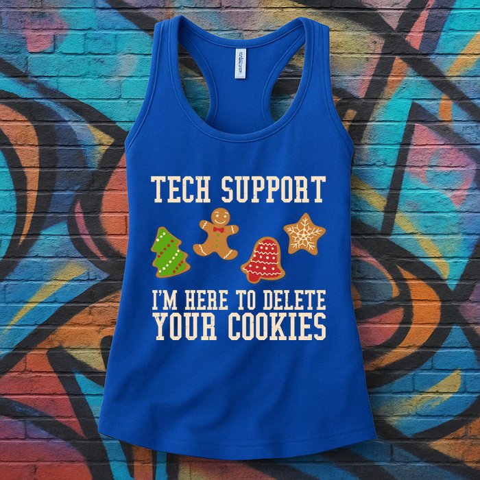Tech Support Im Here To Delete Your Cookies Funny Christmas Holiday Womens Tank Top