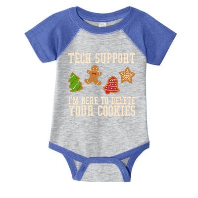 Tech Support Im Here To Delete Your Cookies Funny Christmas Holiday Infant Baby Jersey Bodysuit