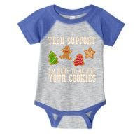 Tech Support Im Here To Delete Your Cookies Funny Christmas Holiday Infant Baby Jersey Bodysuit