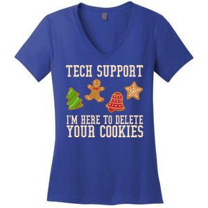 Tech Support Im Here To Delete Your Cookies Funny Christmas Holiday Women's V-Neck T-Shirt