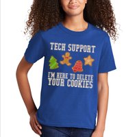 Tech Support Im Here To Delete Your Cookies Funny Christmas Holiday Kids T-Shirt