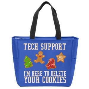 Tech Support Im Here To Delete Your Cookies Funny Christmas Holiday Zip Tote Bag