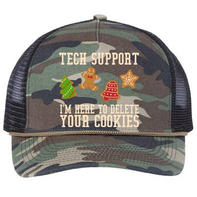 Tech Support Im Here To Delete Your Cookies Funny Christmas Holiday Retro Rope Trucker Hat Cap