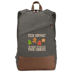 Tech Support Im Here To Delete Your Cookies Funny Christmas Holiday Cotton Canvas Backpack