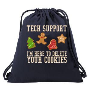 Tech Support Im Here To Delete Your Cookies Funny Christmas Holiday Drawstring Bag