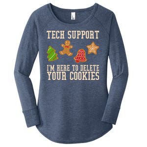 Tech Support Im Here To Delete Your Cookies Funny Christmas Holiday Women's Perfect Tri Tunic Long Sleeve Shirt