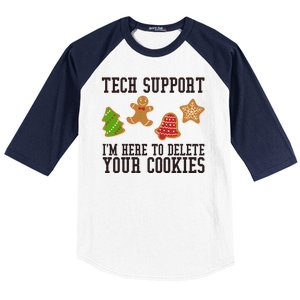 Tech Support Im Here To Delete Your Cookies Funny Christmas Holiday Baseball Sleeve Shirt