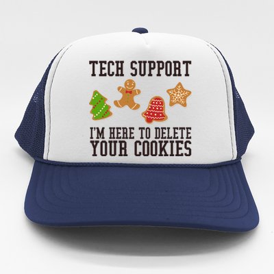 Tech Support Im Here To Delete Your Cookies Funny Christmas Holiday Trucker Hat