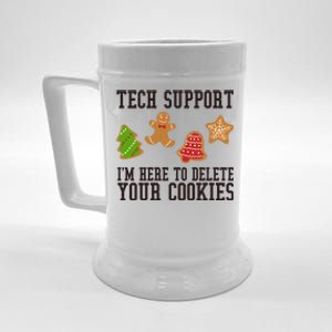 Tech Support Im Here To Delete Your Cookies Funny Christmas Holiday Beer Stein