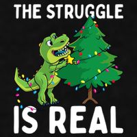 The Struggle Is Real Dinosaur And Xmas Tree Christmas Trex Funny Gift Ladies PosiCharge Tri-Blend Wicking Tank