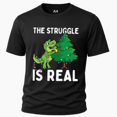 The Struggle Is Real Dinosaur And Xmas Tree Christmas Trex Funny Gift Performance Shirt