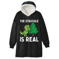 The Struggle Is Real Dinosaur And Xmas Tree Christmas Trex Funny Gift Hooded Wearable Blanket