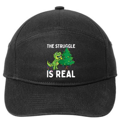 The Struggle Is Real Dinosaur And Xmas Tree Christmas Trex Funny Gift 7-Panel Snapback Hat