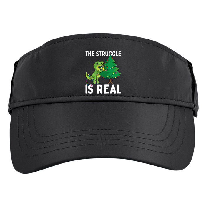 The Struggle Is Real Dinosaur And Xmas Tree Christmas Trex Funny Gift Adult Drive Performance Visor
