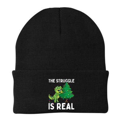 The Struggle Is Real Dinosaur And Xmas Tree Christmas Trex Funny Gift Beanie