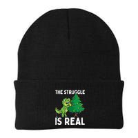The Struggle Is Real Dinosaur And Xmas Tree Christmas Trex Funny Gift Beanie