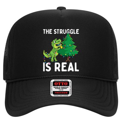 The Struggle Is Real Dinosaur And Xmas Tree Christmas Trex Funny Gift Trucker Hat