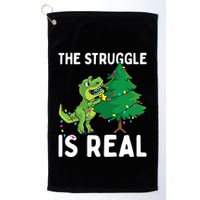The Struggle Is Real Dinosaur And Xmas Tree Christmas Trex Funny Gift Golf Towel