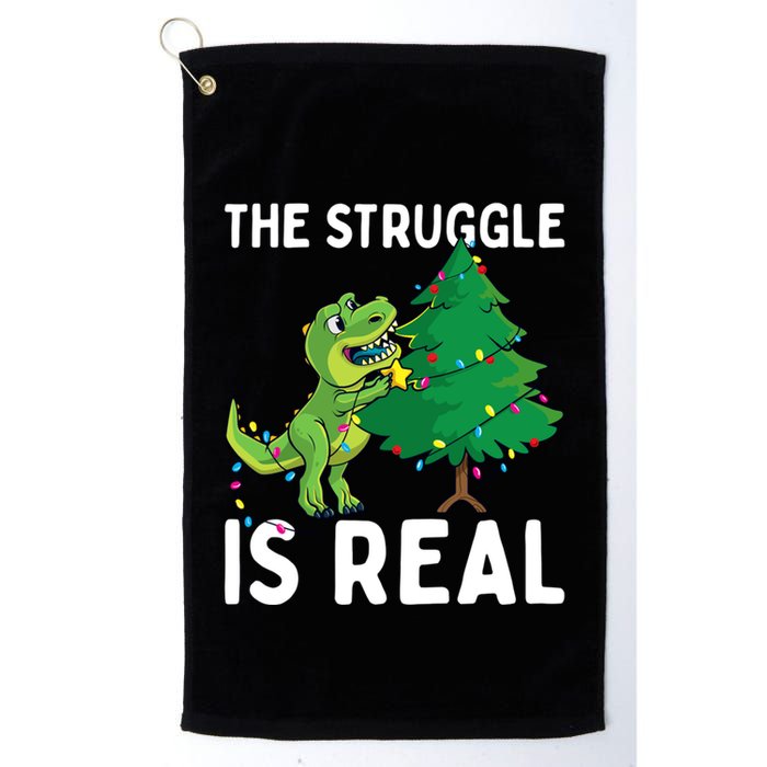 The Struggle Is Real Dinosaur And Xmas Tree Christmas Trex Funny Gift Golf Towel
