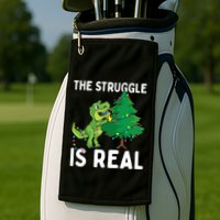 The Struggle Is Real Dinosaur And Xmas Tree Christmas Trex Funny Gift Golf Towel