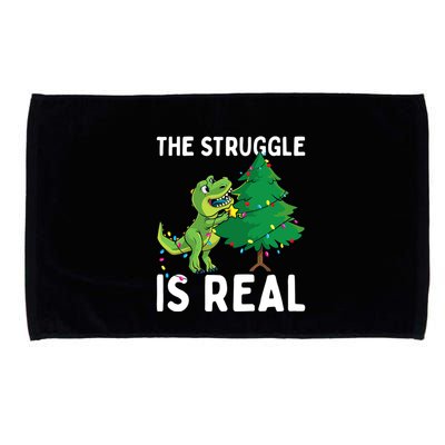 The Struggle Is Real Dinosaur And Xmas Tree Christmas Trex Funny Gift Microfiber Hand Towel