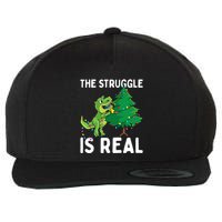 The Struggle Is Real Dinosaur And Xmas Tree Christmas Trex Funny Gift Wool Snapback Cap