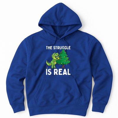 The Struggle Is Real Dinosaur And Xmas Tree Christmas Trex Funny Gift Hoodie