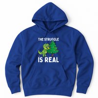 The Struggle Is Real Dinosaur And Xmas Tree Christmas Trex Funny Gift Hoodie