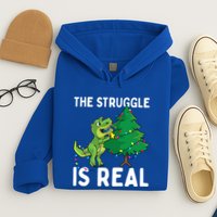 The Struggle Is Real Dinosaur And Xmas Tree Christmas Trex Funny Gift Hoodie