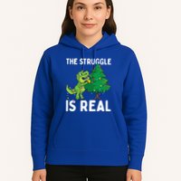The Struggle Is Real Dinosaur And Xmas Tree Christmas Trex Funny Gift Hoodie