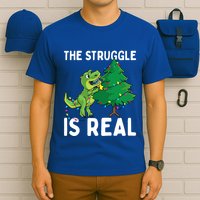 The Struggle Is Real Dinosaur And Xmas Tree Christmas Trex Funny Gift T-Shirt