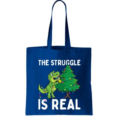 The Struggle Is Real Dinosaur And Xmas Tree Christmas Trex Funny Gift Bag
