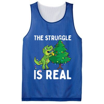 The Struggle Is Real Dinosaur And Xmas Tree Christmas Trex Funny Gift Mesh Reversible Basketball Jersey Tank