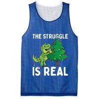 The Struggle Is Real Dinosaur And Xmas Tree Christmas Trex Funny Gift Mesh Reversible Basketball Jersey Tank