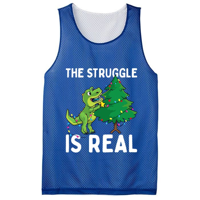 The Struggle Is Real Dinosaur And Xmas Tree Christmas Trex Funny Gift Mesh Reversible Basketball Jersey Tank