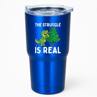 The Struggle Is Real Dinosaur And Xmas Tree Christmas Trex Funny Gift Tumbler