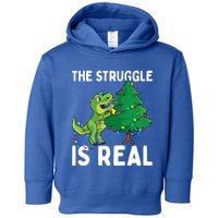 The Struggle Is Real Dinosaur And Xmas Tree Christmas Trex Funny Gift Toddler Hoodie