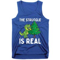 The Struggle Is Real Dinosaur And Xmas Tree Christmas Trex Funny Gift Tank Top