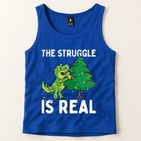 The Struggle Is Real Dinosaur And Xmas Tree Christmas Trex Funny Gift Tank Top
