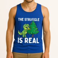 The Struggle Is Real Dinosaur And Xmas Tree Christmas Trex Funny Gift Tank Top